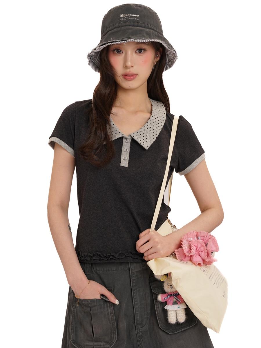 MOROMORO2 Polka Dot Polo T-shirt