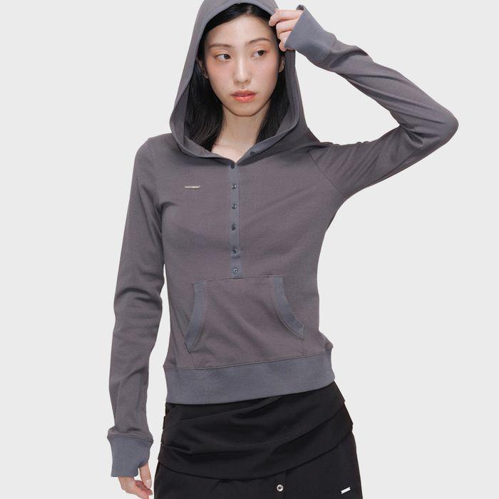 Fitted hoodie long sleeves CHARCOAL