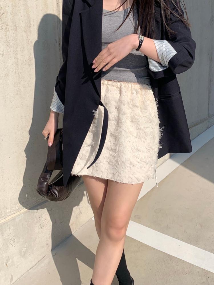 [르벤] 플러피 여성 스트링 밴딩 미니 스커트 (2color)
