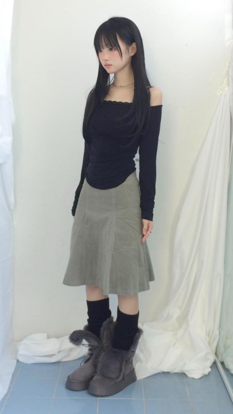 (3 C ᵒ l o🅡) 소프트 코듀로이 밴딩스커트