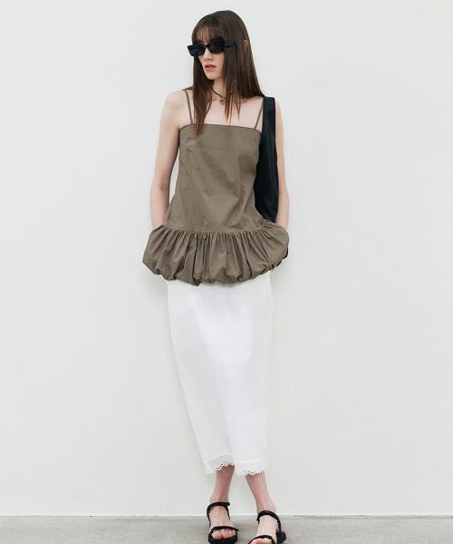 25 Summer_ Ivory Nylon Midi Skirt
