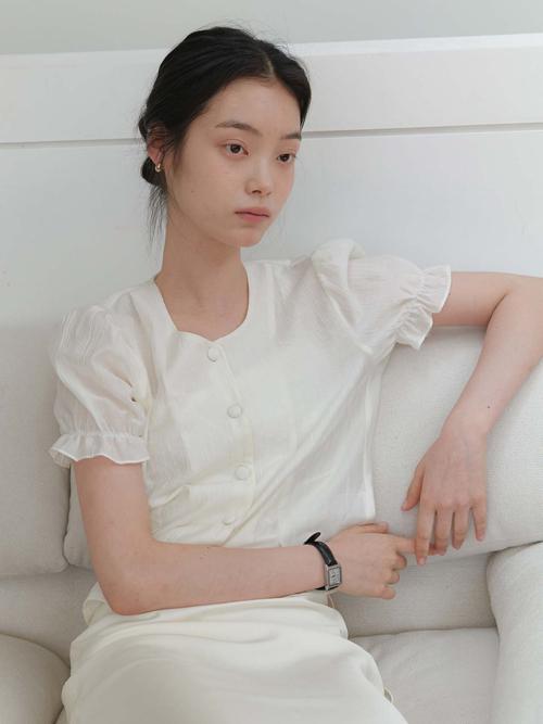 SOFT SHIRRING SHIRT_CREAM