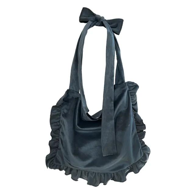Tie velvet frill bag (3colors)