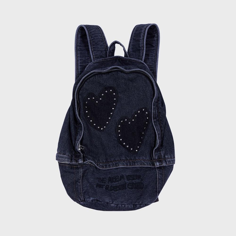 HEART STUD DENIM BACKPACK