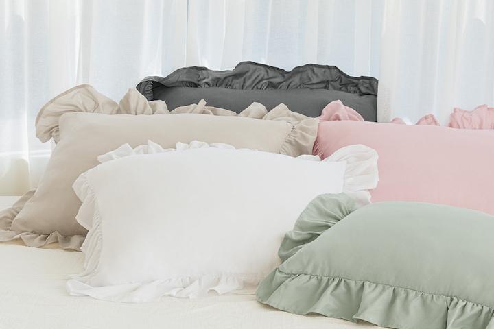 1+1 스위트 프릴/보송보송 피그먼트 홑겹 베개커버 40x60/50x70 (13color)