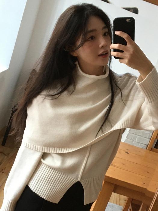 [세트] 숄 레이어드 슬릿 니트 아이 L324