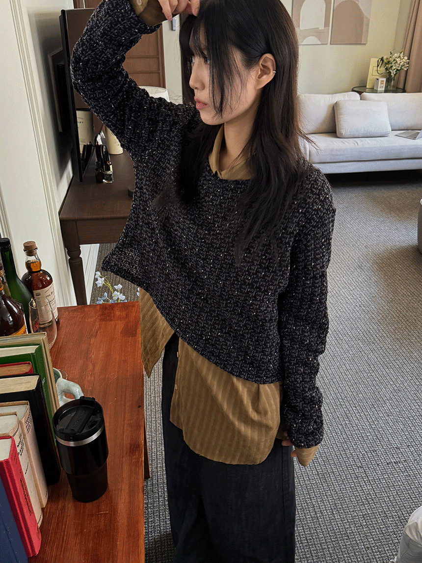 다상 백 트임 컷아웃 펄 니트 3color