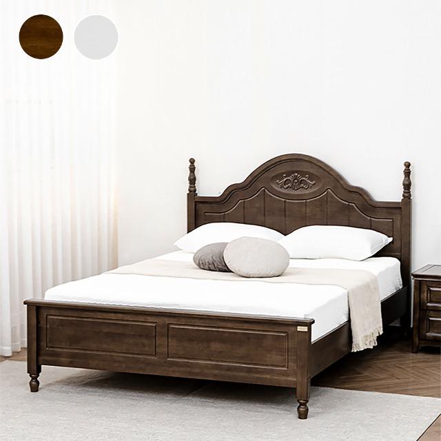 바네스데코 케렌 클래식 엔틱 고무나무 원목 침대프레임Q 5051