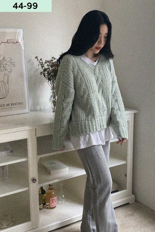 랑스 꽈배기 니트티(8color)