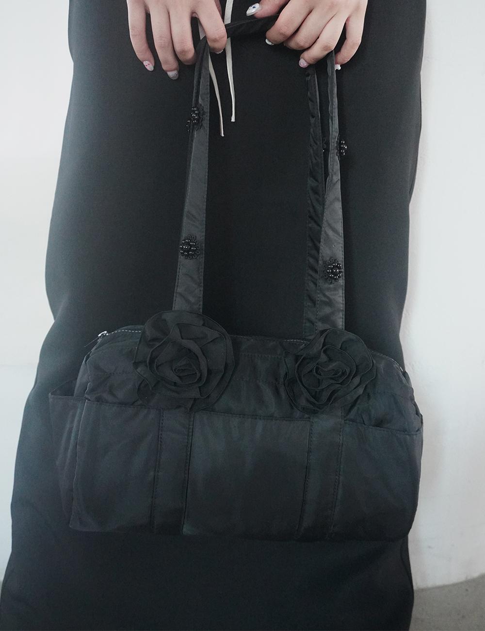 키미미 KIMIMI rose boston shoulder bag  Black