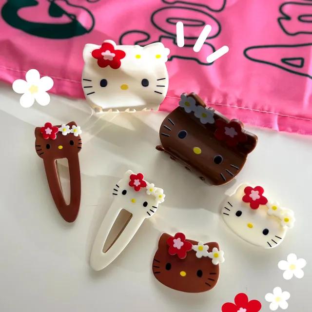 💖당일/키티핀모음전💖키티 똑딱핀 집게핀 헤어집게 집게핀 헤어핀 산리오 고양이 헬로키티 헤어삔 머리삔 헤어핀 머리삔 핀 삔 체육대회 아크릴 핑크 태닝키티