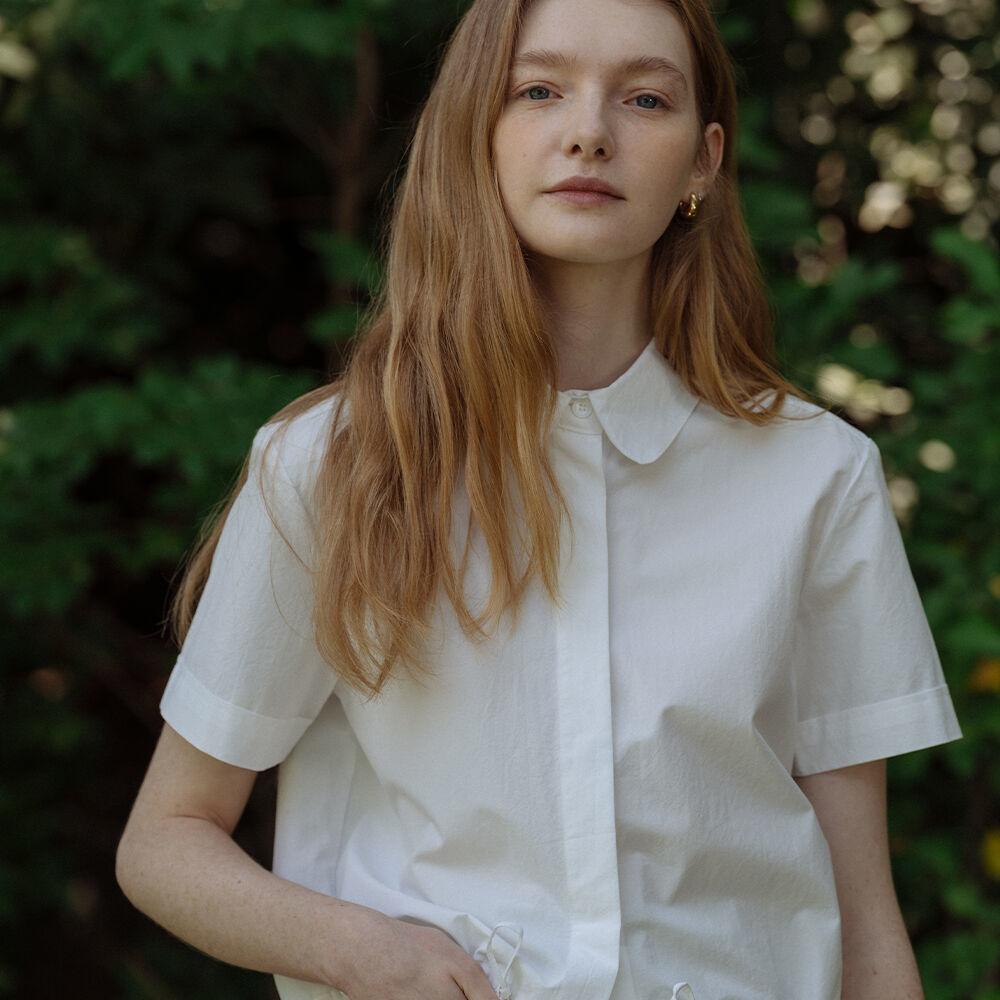 Strap point half sleeve shirt_White