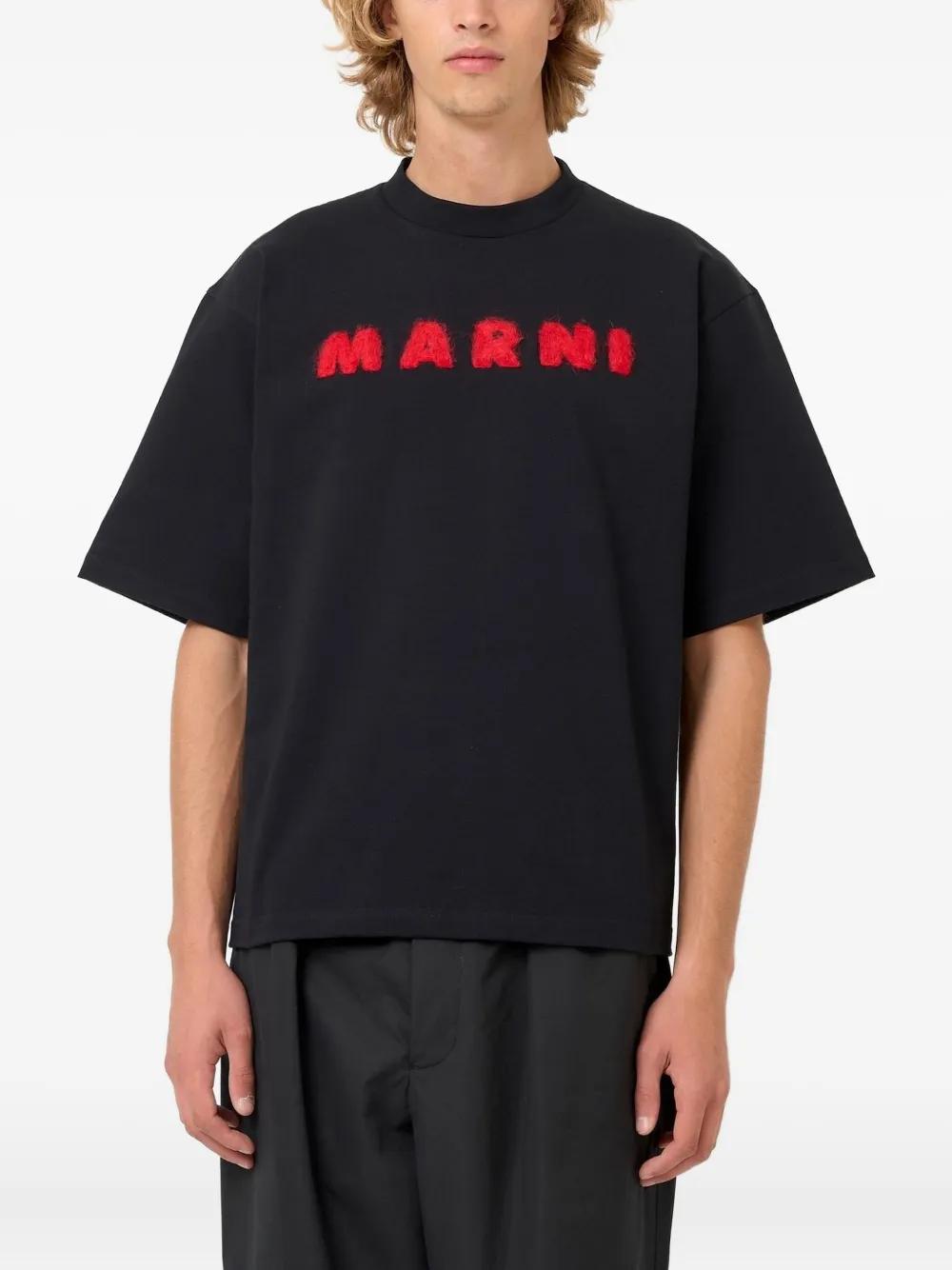 Marni logo-embroidered T-Shirt | 블랙 | FARFETCH KR