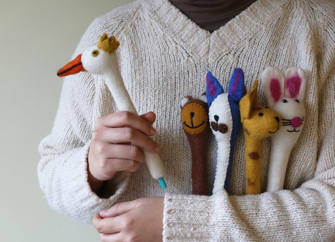 wool pen&pencil holder_goose