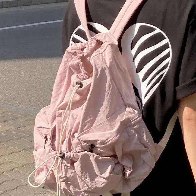 가벼운 나일론 스트링백팩 캐주얼가방 셔링 복조리 여행가방 방수 학생가방