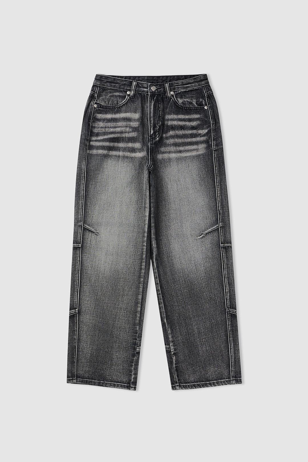 (W) Billy Incision Denim Pants (Black)
