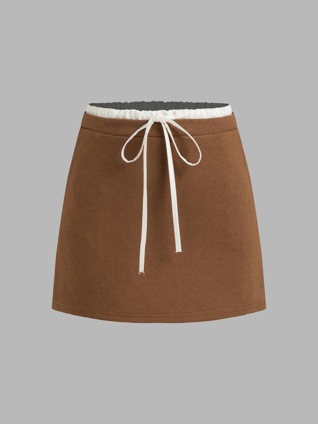 Terry High Rise Knotted Mini Skirt