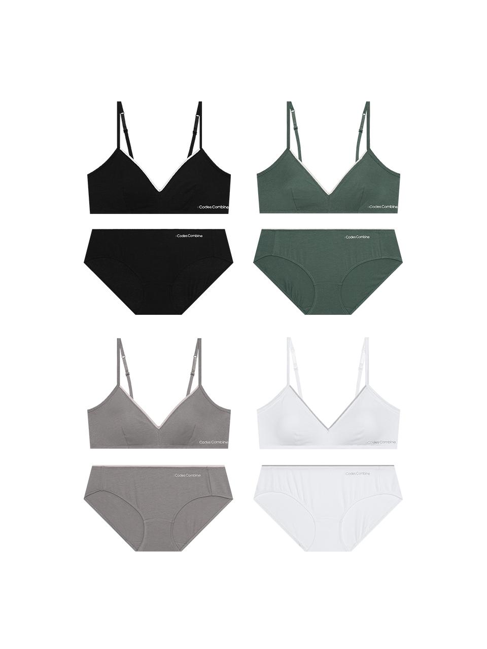 [직진] 백포인트 후크리스 코튼브라렛 팬티 세트 4 Colors