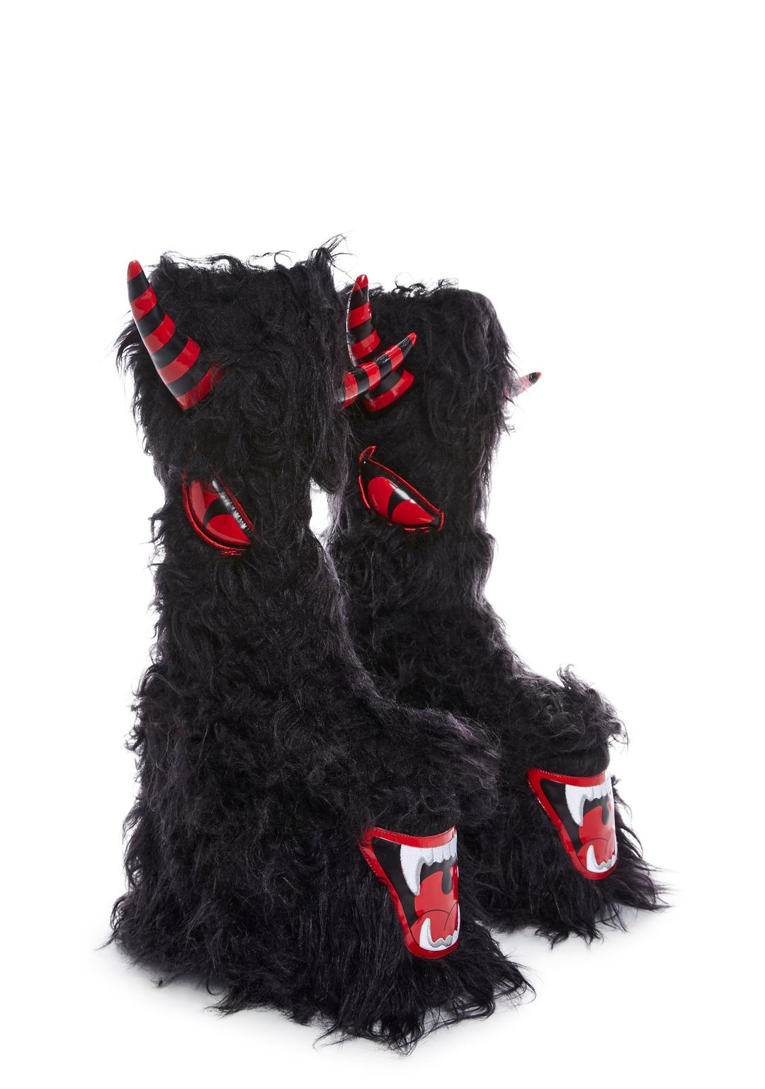 Scary Footsteps Platform Boots - BLACK / US 5