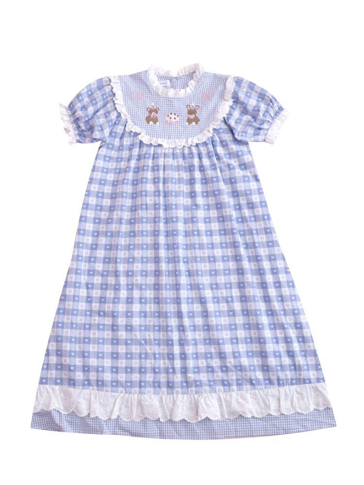 Embroidered Bubble Sleeve Dress【s0000012383】