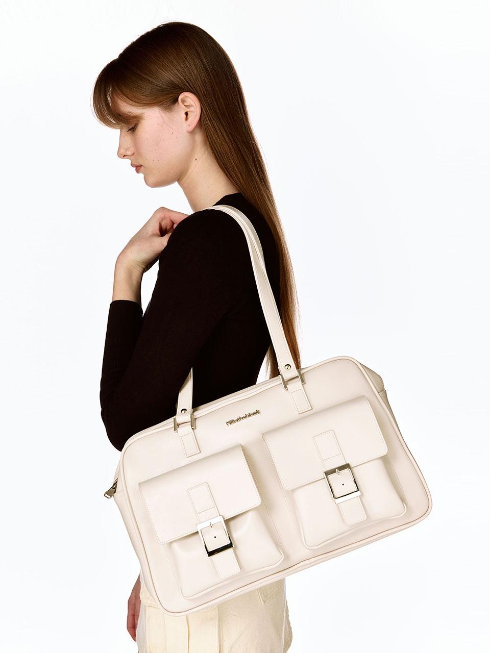 Trapezoid PK Shoulder Bag (eggshell)