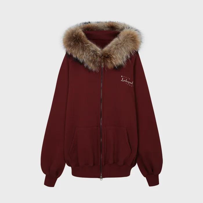 Call Number Fur Logo Hoodie (Wine)