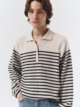 UNISEX HIDDEN HALF ZIP-UP CASHMERE SWEATER CREAM_M_UDSW2C103CR