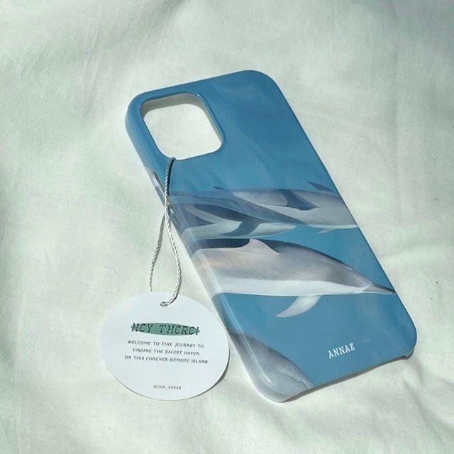 [swimmers in the sea hard case] 돌고래 고래 바다 파도 여름케이스 하드케이스 유광케이스 블루 아이폰 갤럭시 LG 우영우 하드케이스