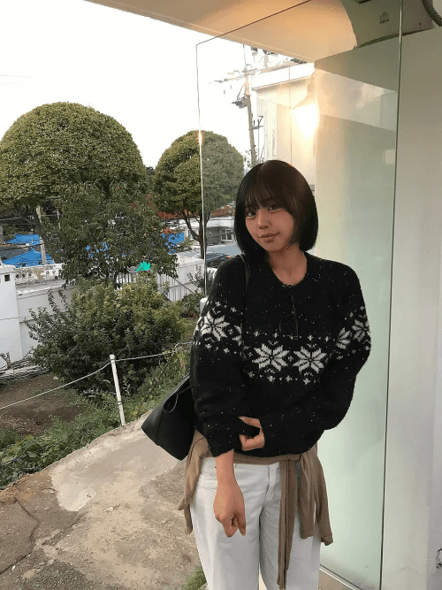 더스트 스노우 니트 풀오버 [BLACK] / WBE4L05539