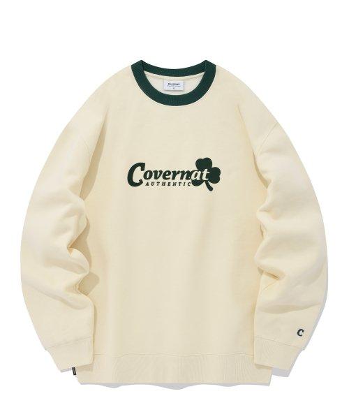 어센틱 클로버 기모 맨투맨 크림