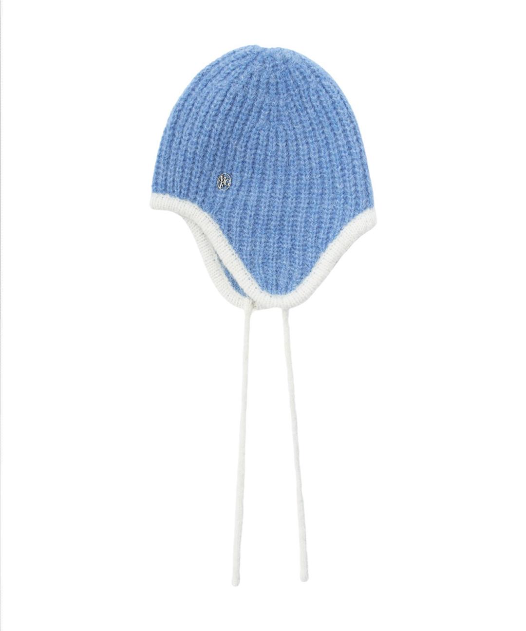 CIRCLE LOGO ALPACA EARFLAP BEANIE blue
