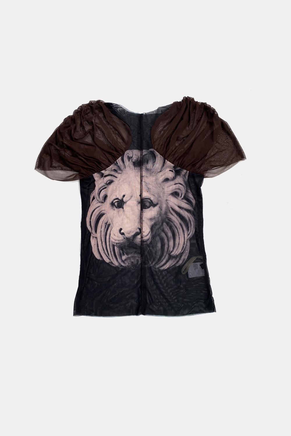halterneck mesh blouse (Mahogany)