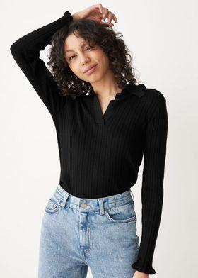 피티드 립 니트 탑