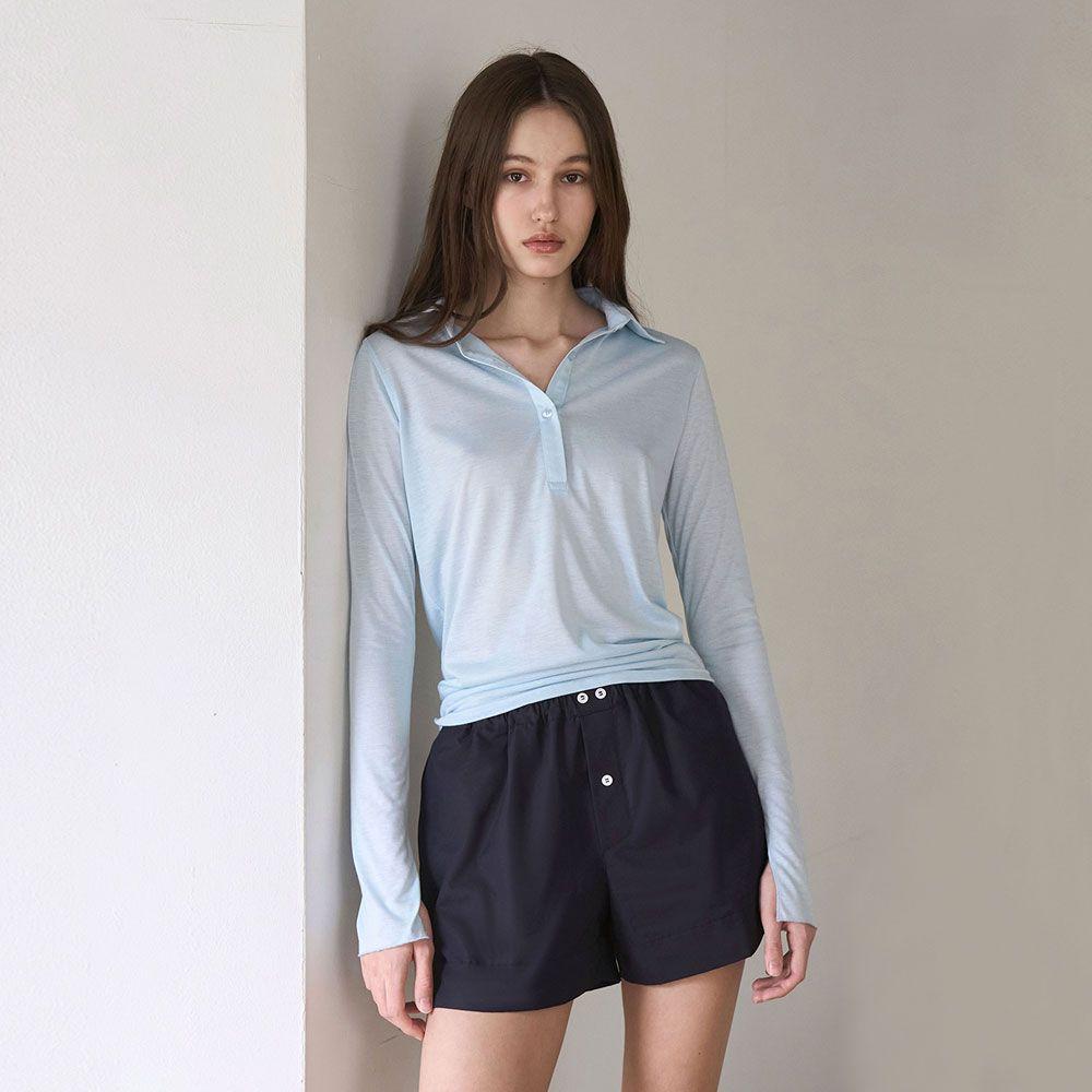Sheer Polo Shirt - Baby Blue