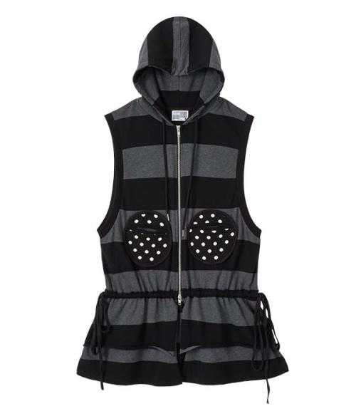 YB x Oliwa Striped Sleeveless Zip-Up Hoodie