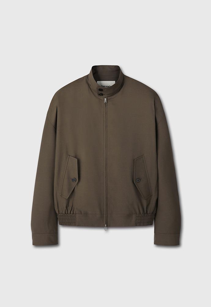 Tropical Wool Harrington Jacket_ Dark Olive