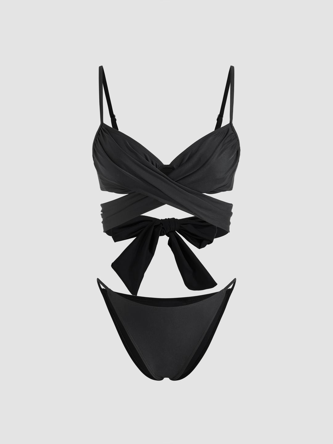 V-neck Twist Criss Cross Bracelet Bikini Set