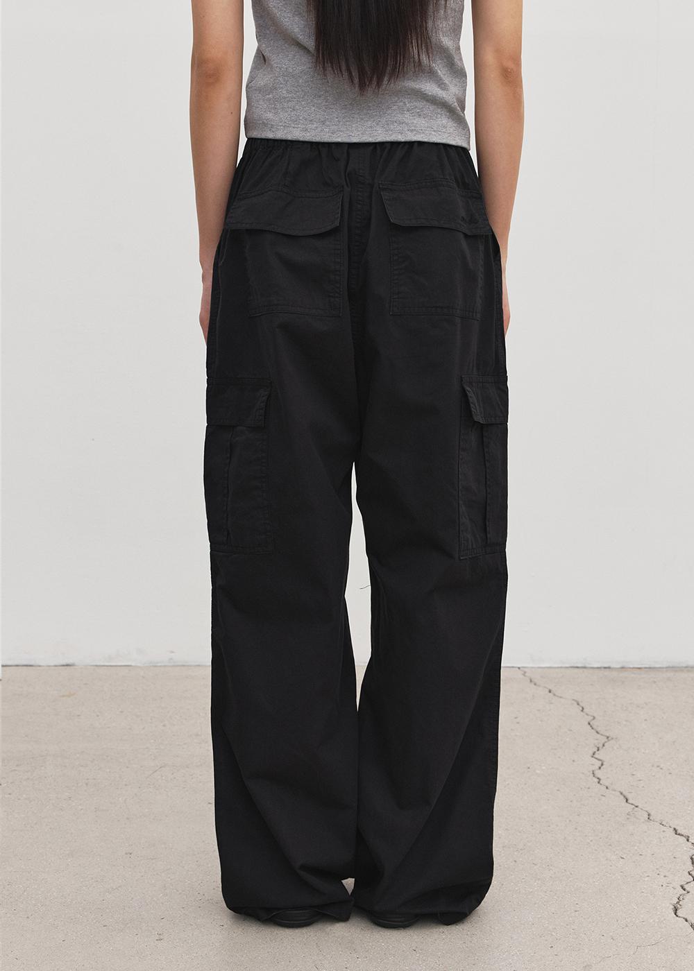 [4차] Parachute washing pants  (black)