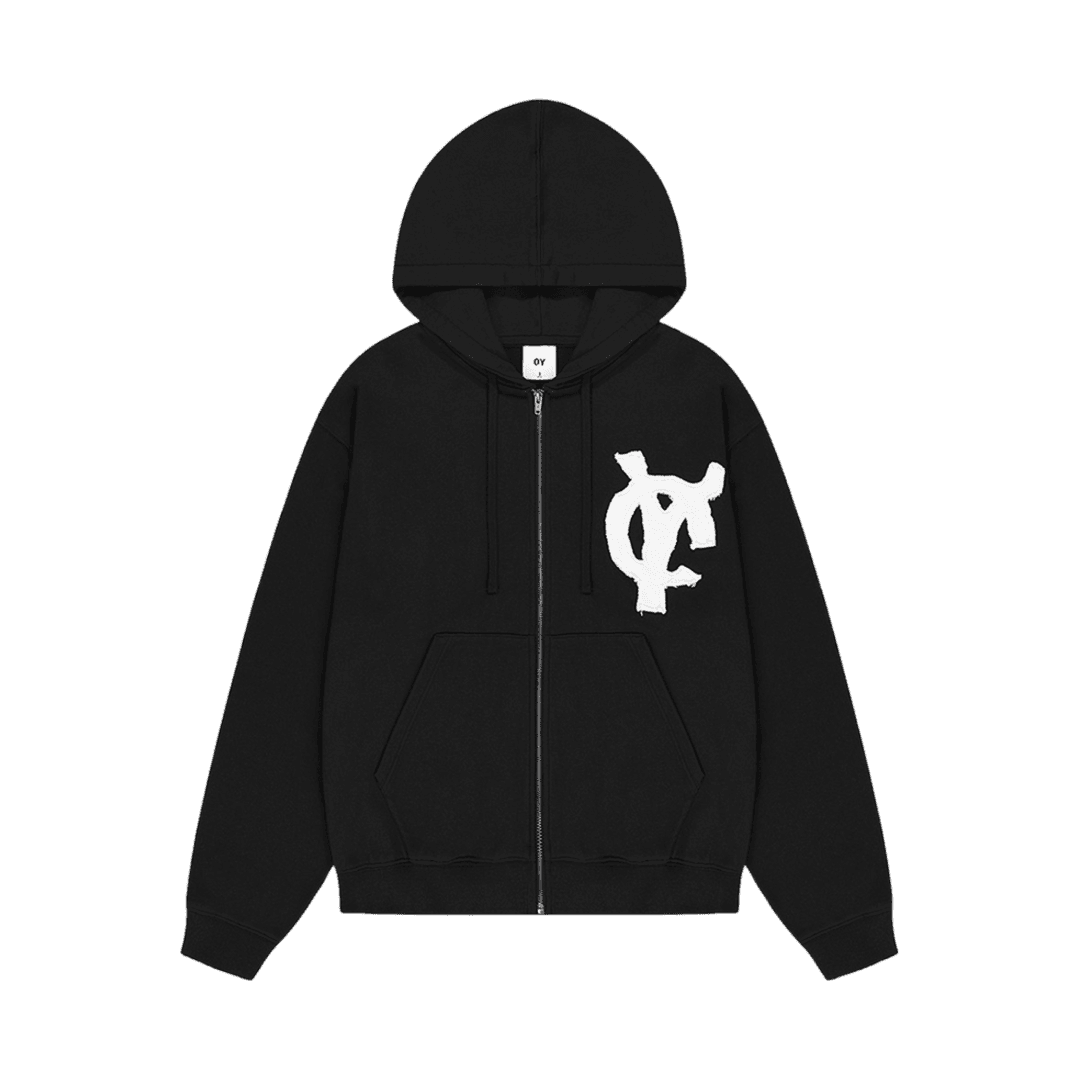 OY Logo Patch Hoodie Zip-Up Black