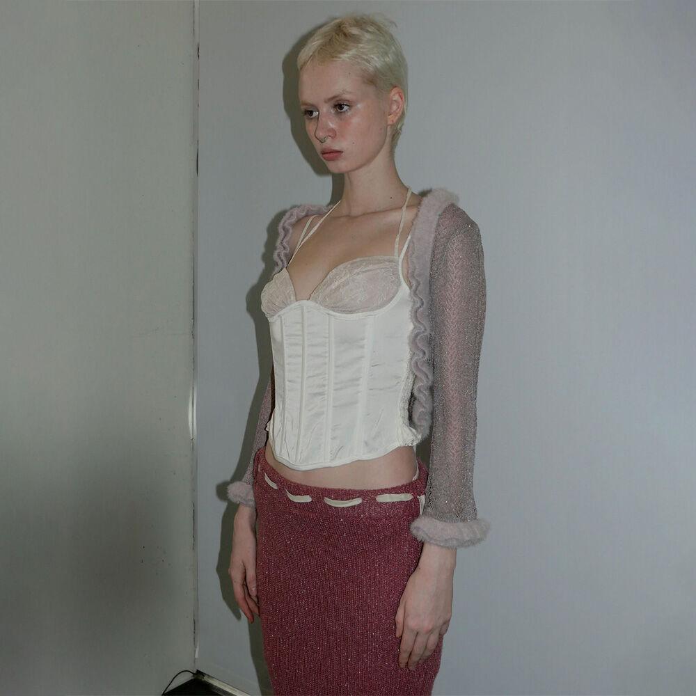 90s Glossy Corset Top White