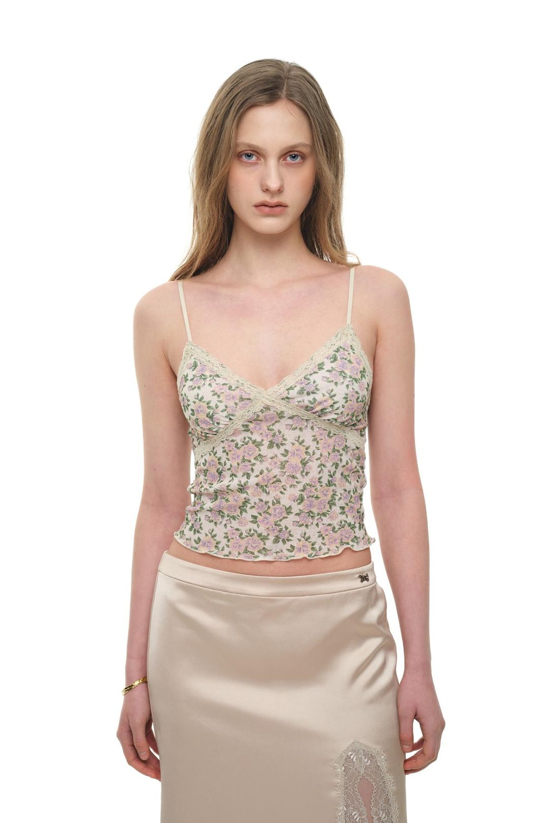 FLORAL 02 LACE CAMI TOP (IVORY)