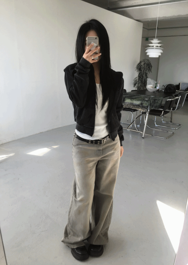 피그먼트 워싱 크로스 오더 후드 집업