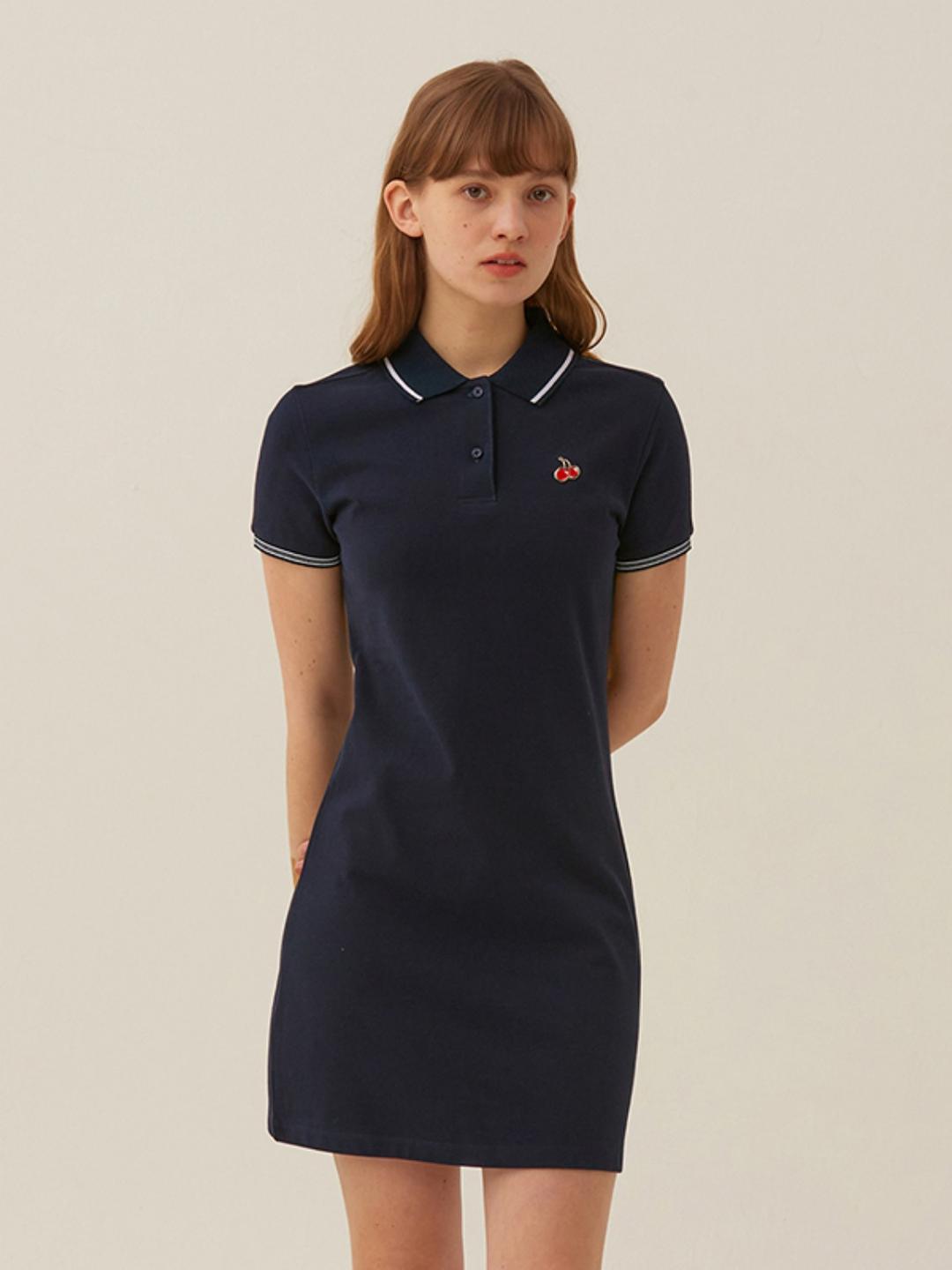SMALL CHERRY PK DRESS [NAVY]