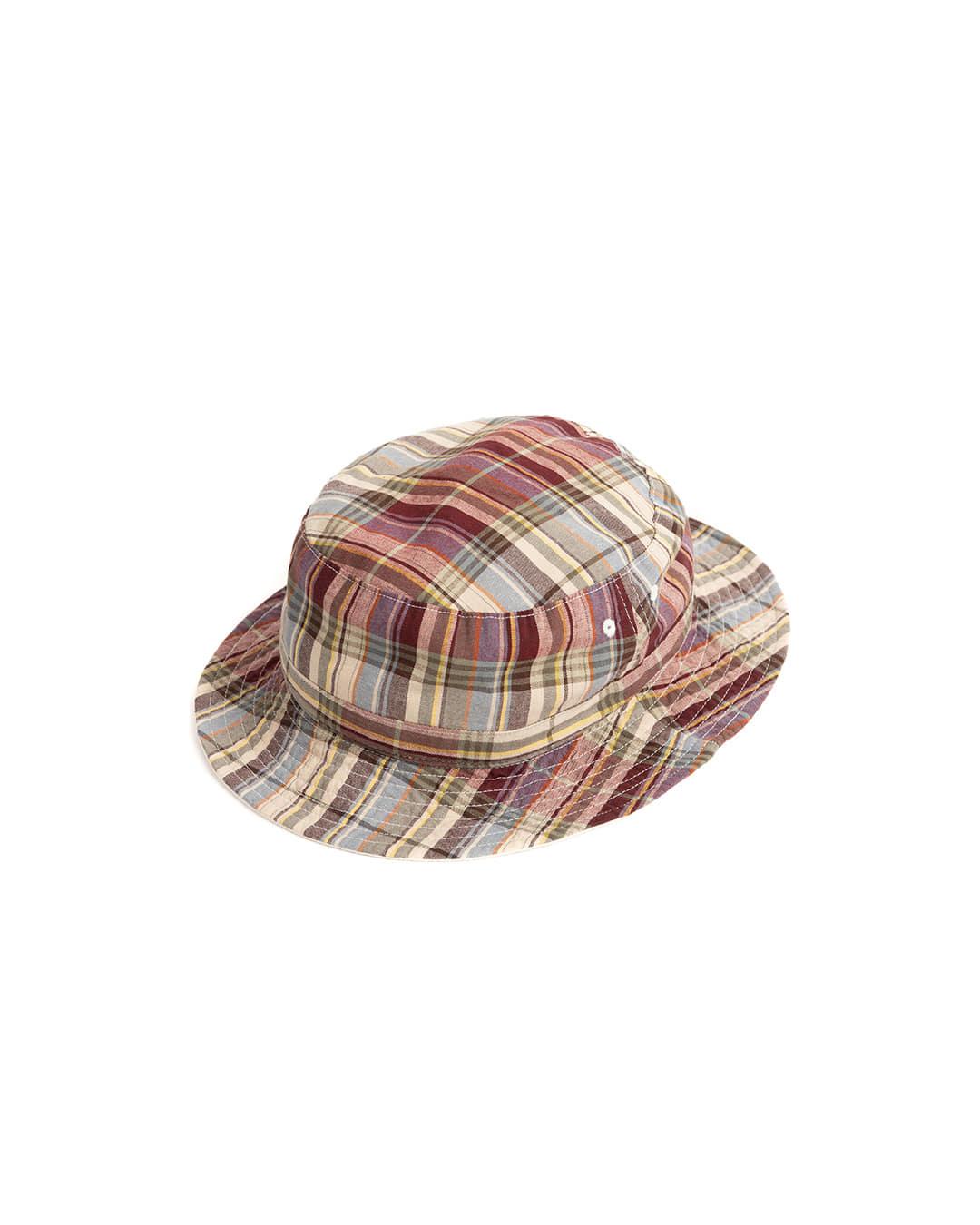 MD CHECK BUCKET HAT (burgundy)