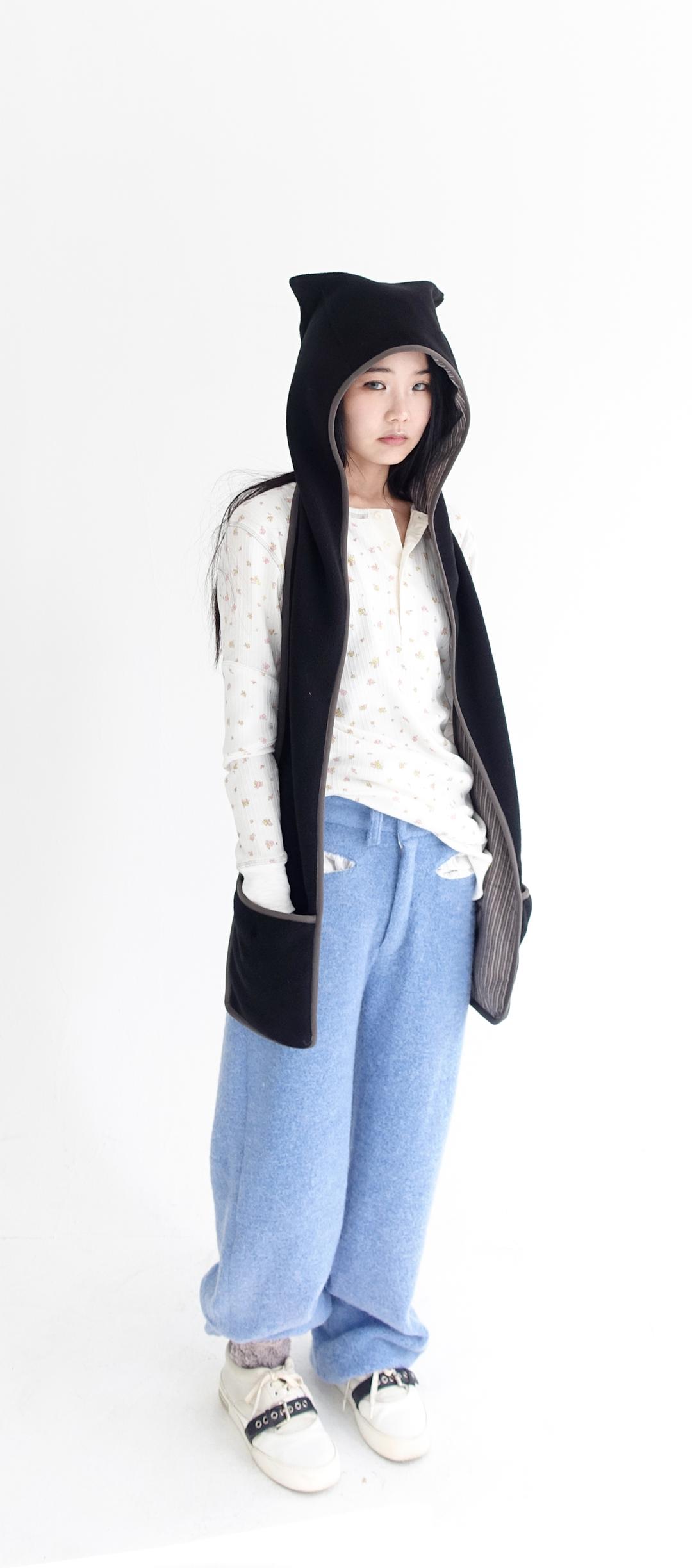 4차★[fa.er.ie] fleece ear hood muffler (black)