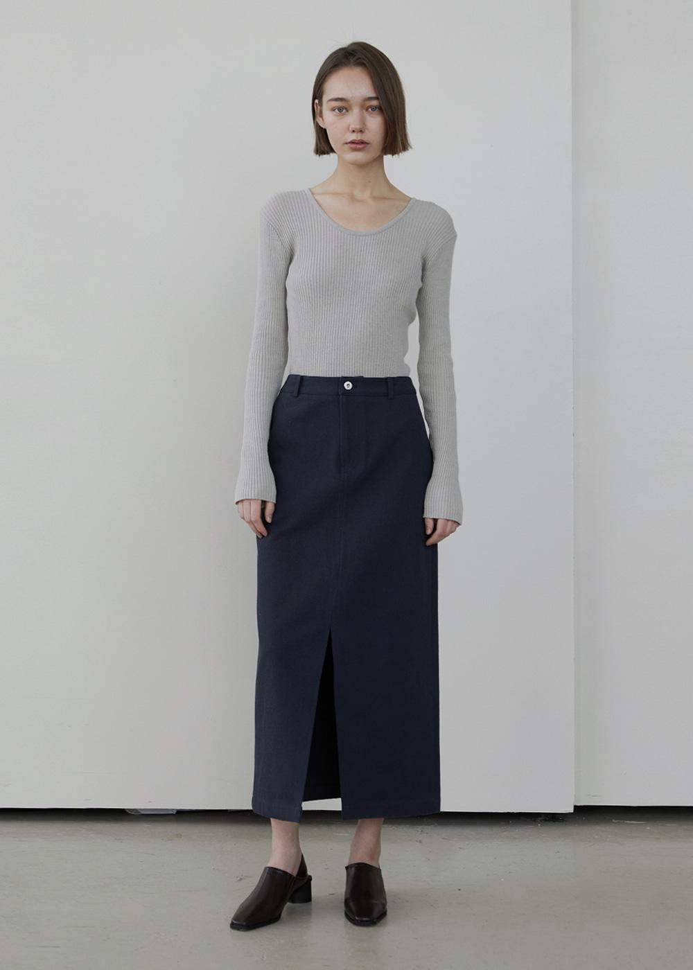 [essential] Twill cotton skirt (navy)