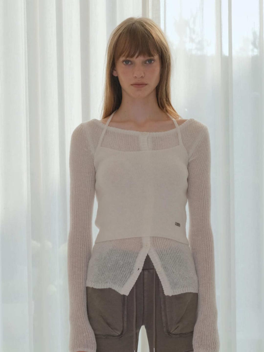 LAYERED HALTER KNIT SET [IVORY]