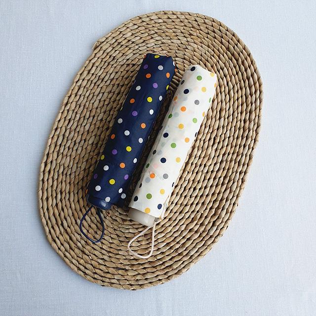 휴대용 접이식 알록달록 도트 미니 3단우산 (양산가능,2컬러)