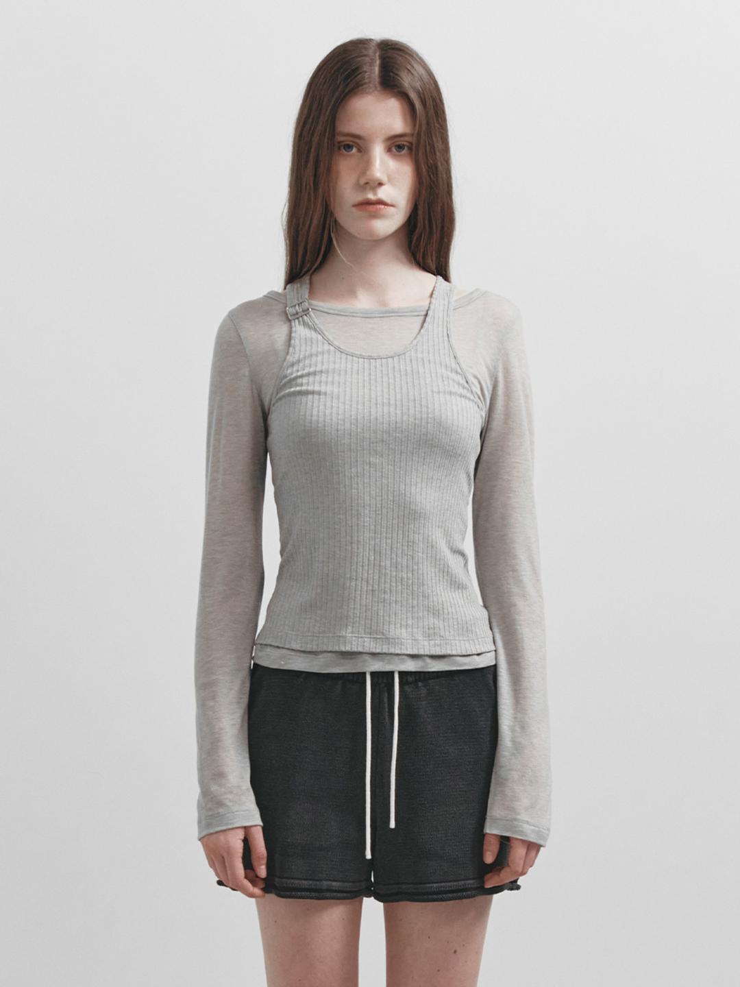 (GREY 01S 4/4 예약판매) Layered Two-way Top Set VW5SE511_2color