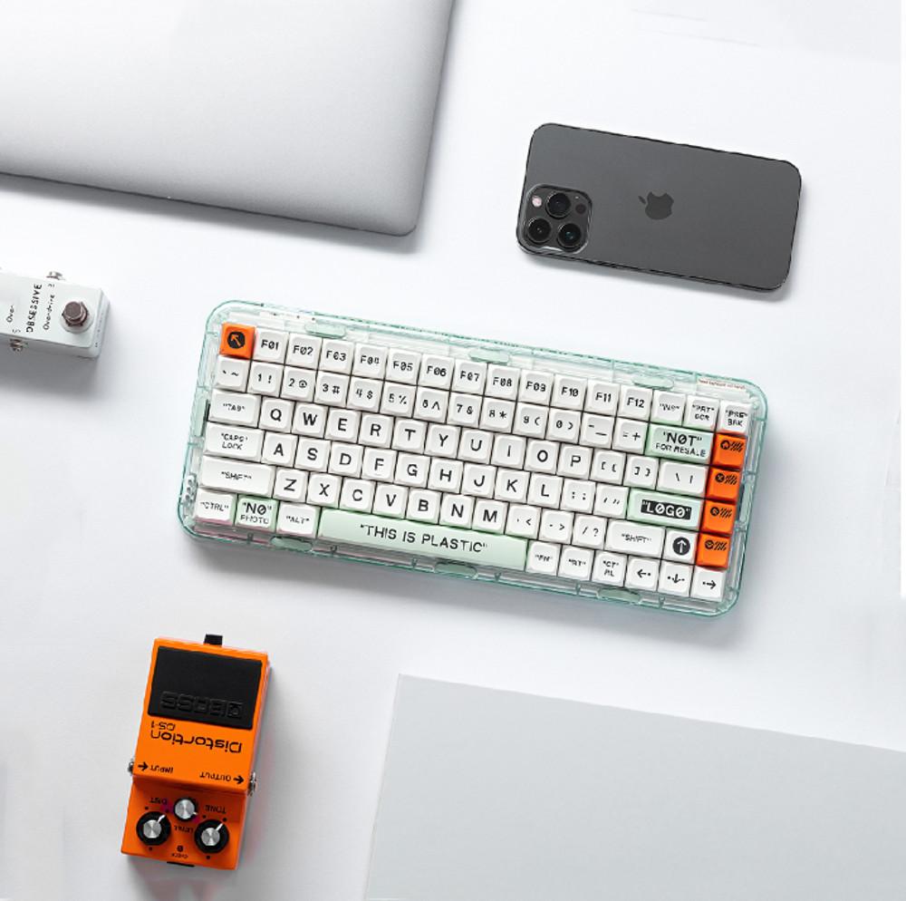 MelGeek 투명 플라스틱 블루투스 기계식 키보드 mojo84 RGB 매크로 정의